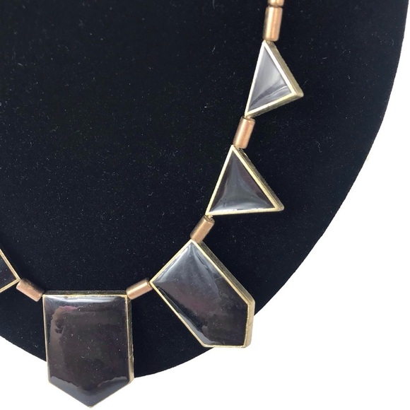 Black Geometric Statement Necklace - Picture 2 of 2
